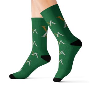 Green YA Monogram Crew Socks
