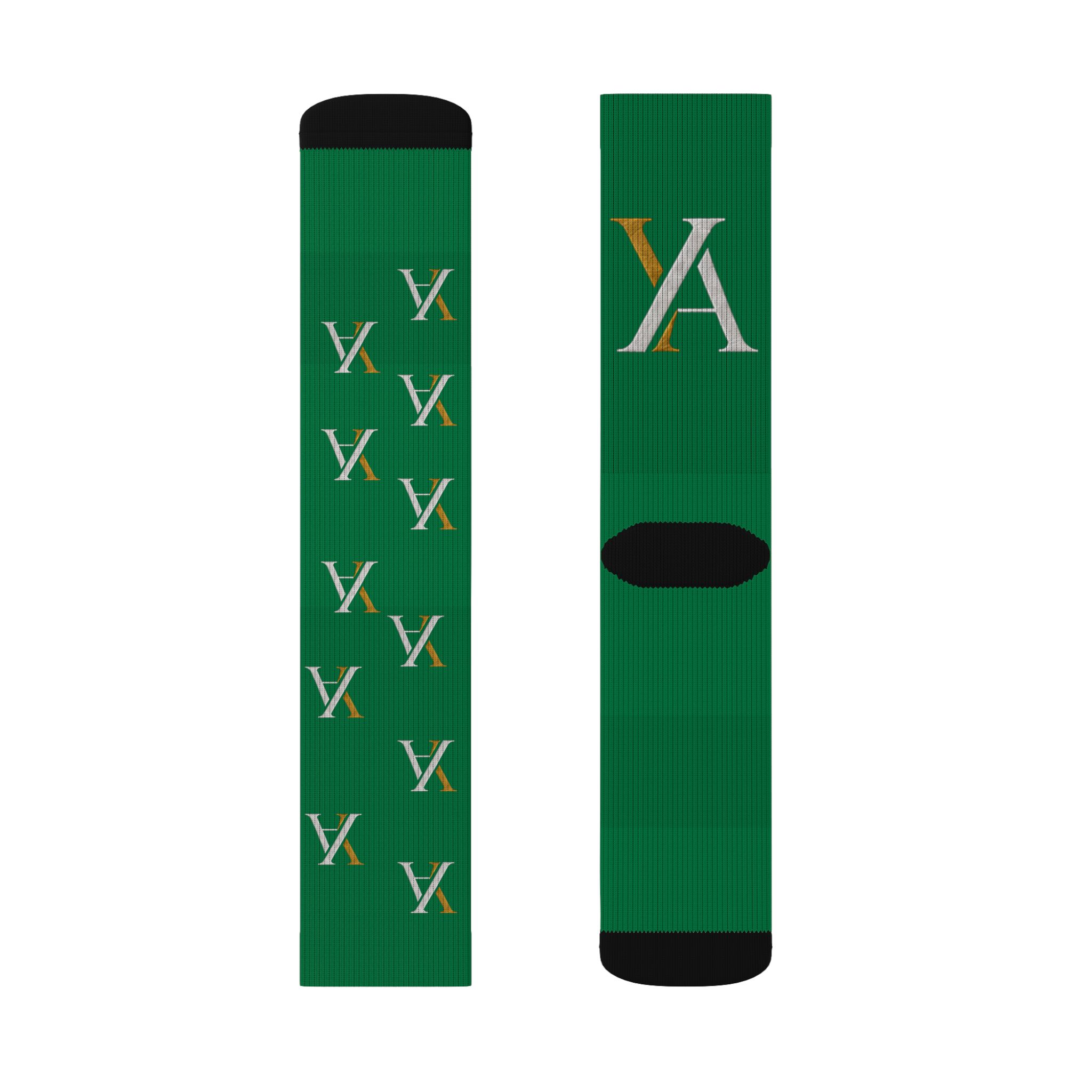 Green YA Monogram Crew Socks - Image 3