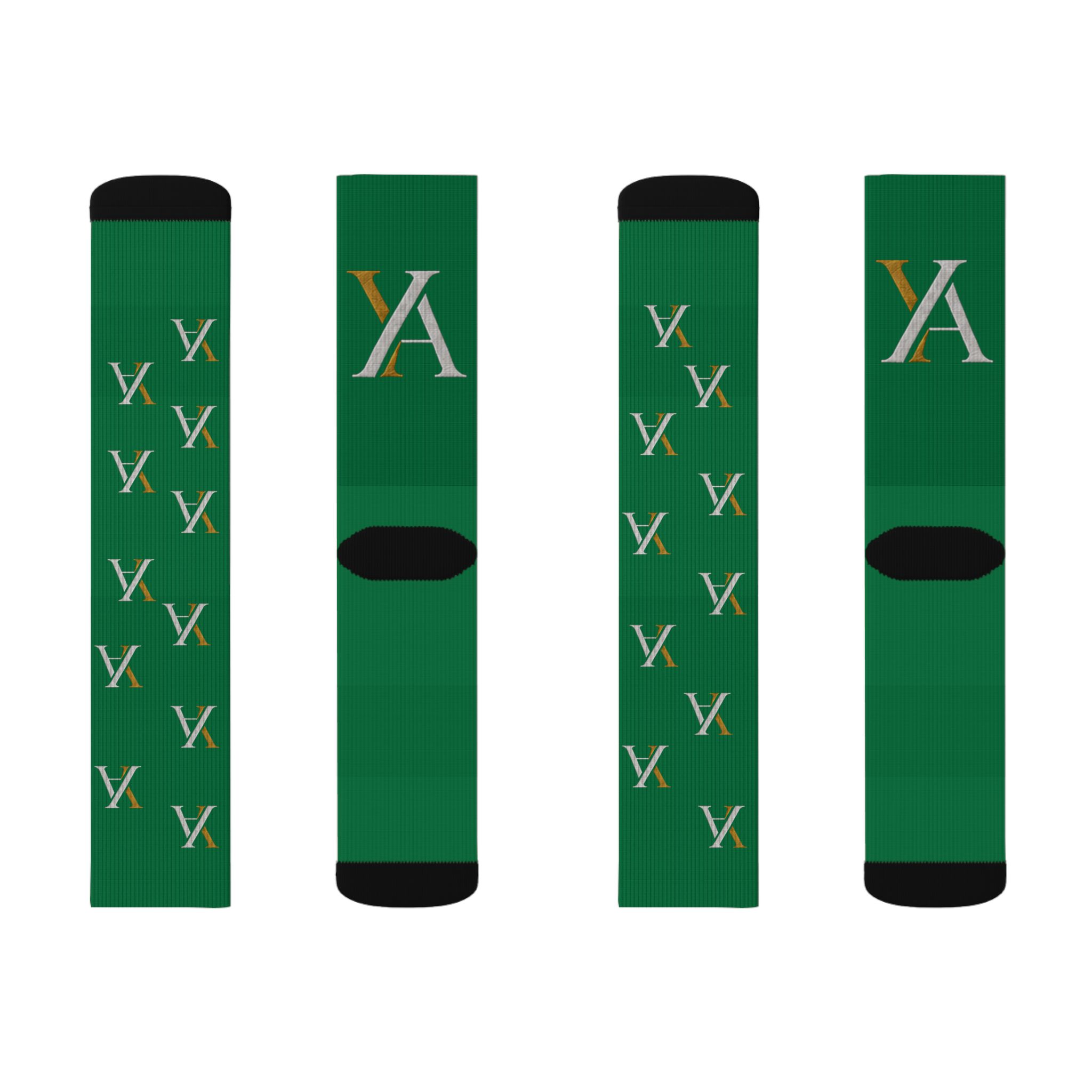 Green YA Monogram Crew Socks - Image 2